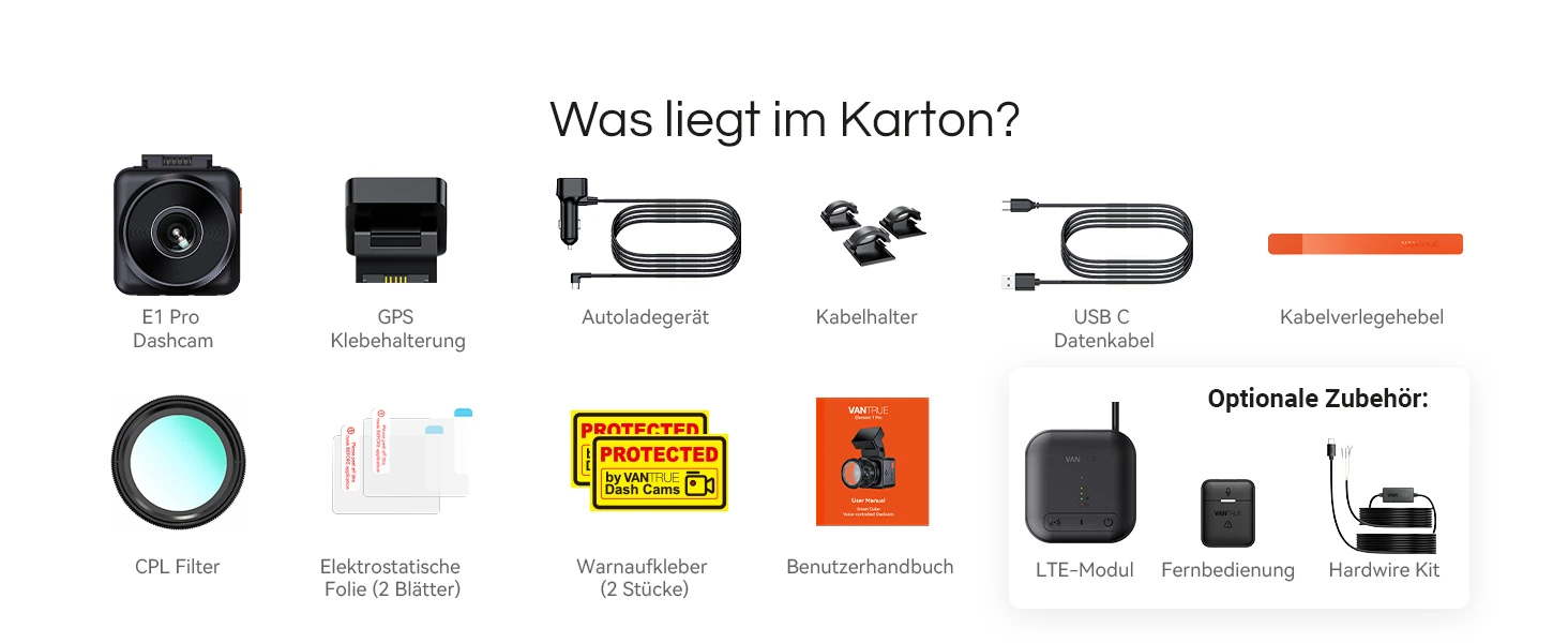 Vantrue E1 Pro 4K Mini Dashcam mit GPS, WLAN und Parküberwachung – Bild 26
