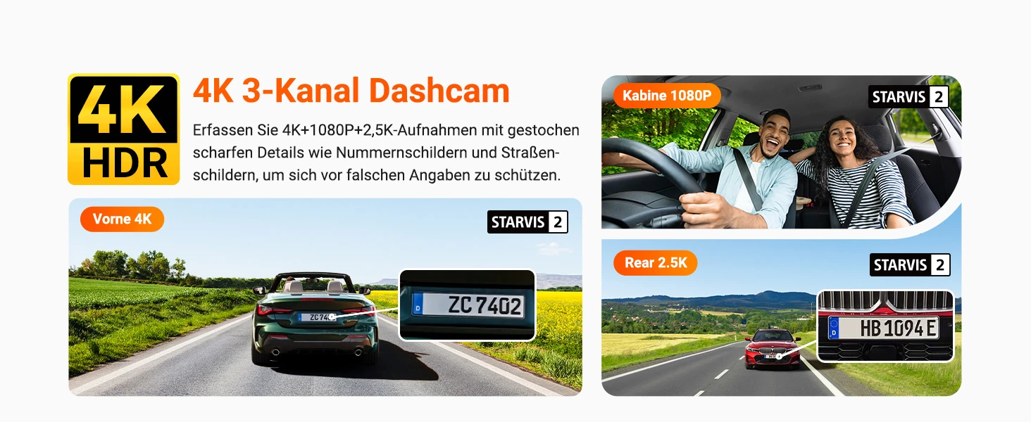 Vantrue N4 Pro S 3 Kanal Dashcam mit 4K vorne, Innenraumkamera, 2.5K hinten, GPS, WLAN und Parküberwachung – Bild 3