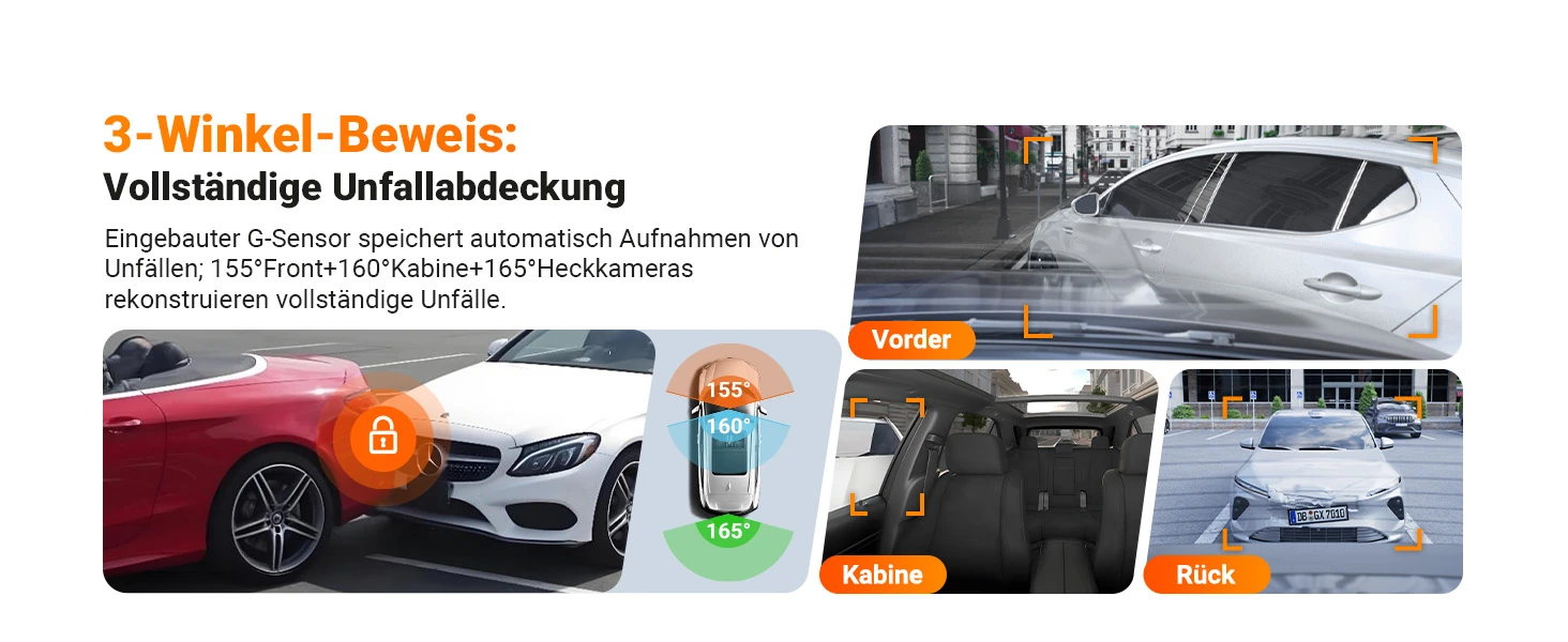 Vantrue N4 Pro S 3 Kanal Dashcam mit 4K vorne, Innenraumkamera, 2.5K hinten, GPS, WLAN und Parküberwachung – Bild 21