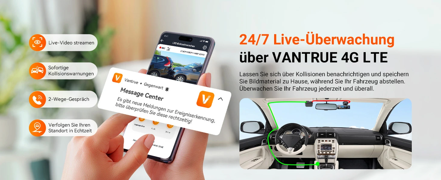 Vantrue N4 Pro S 3 Kanal Dashcam mit 4K vorne, Innenraumkamera, 2.5K hinten, GPS, WLAN und Parküberwachung – Bild 9