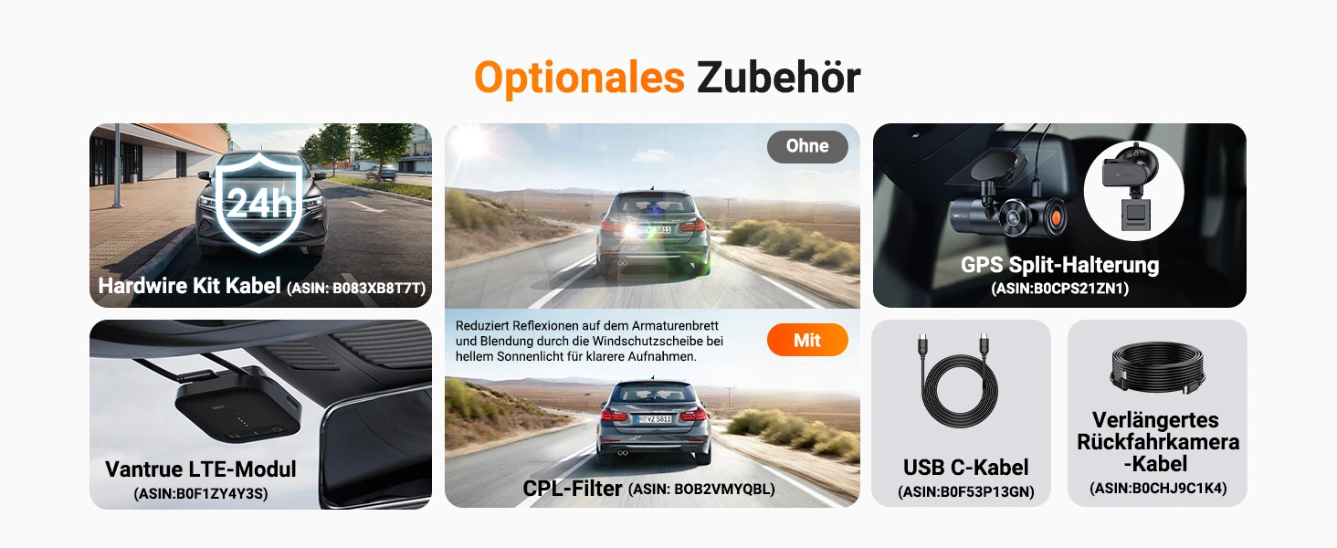 Vantrue N4 Pro S 3 Kanal Dashcam mit 4K vorne, Innenraumkamera, 2.5K hinten, GPS, WLAN und Parküberwachung – Bild 17