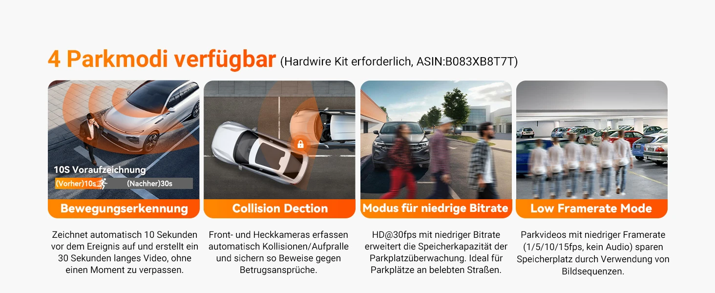 Vantrue N4 Pro S 3 Kanal Dashcam mit 4K vorne, Innenraumkamera, 2.5K hinten, GPS, WLAN und Parküberwachung – Bild 12