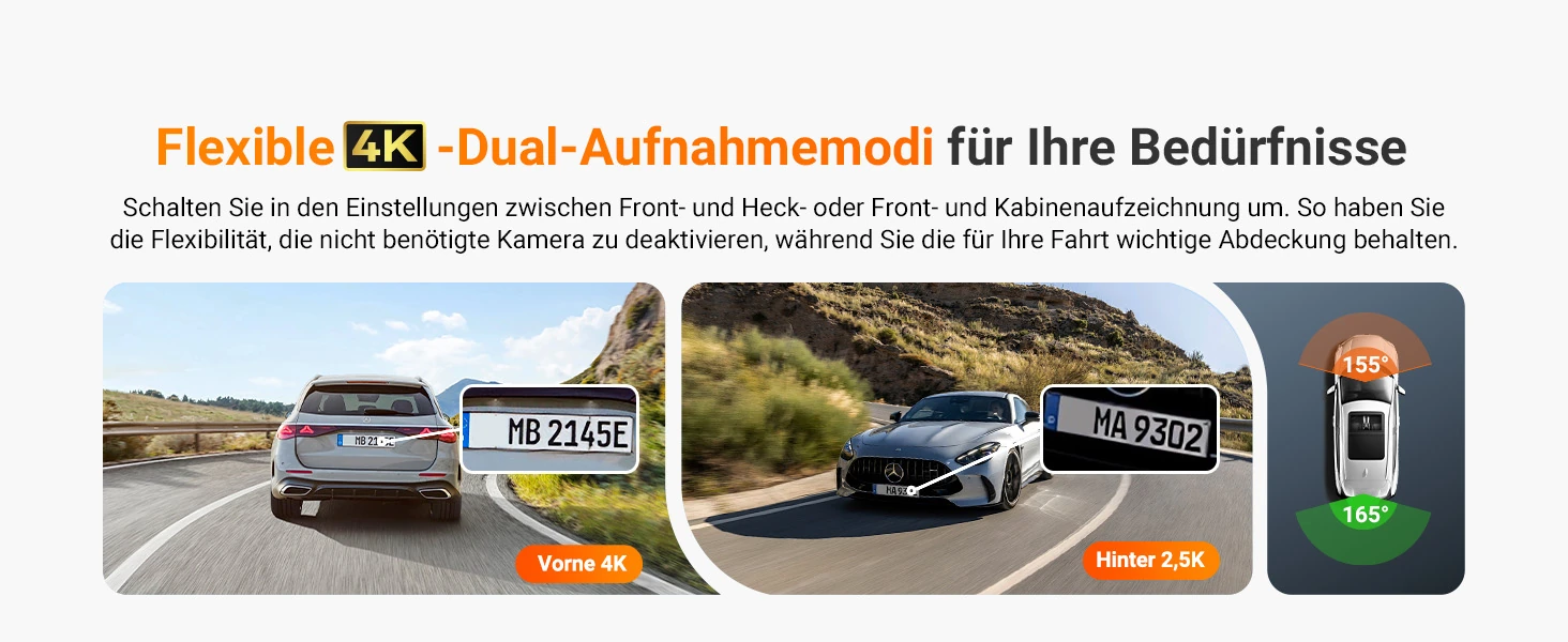 Vantrue N4 Pro S 3 Kanal Dashcam mit 4K vorne, Innenraumkamera, 2.5K hinten, GPS, WLAN und Parküberwachung – Bild 5