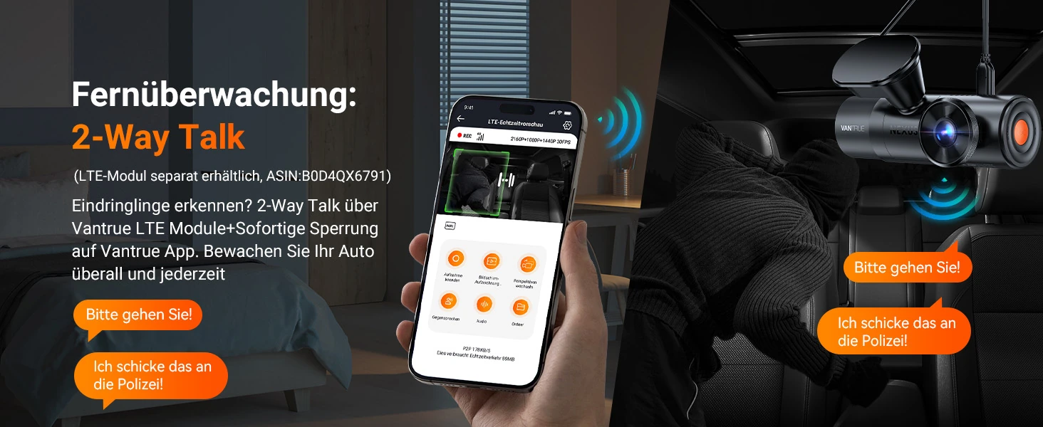 Vantrue N4 Pro S 3 Kanal Dashcam mit 4K vorne, Innenraumkamera, 2.5K hinten, GPS, WLAN und Parküberwachung – Bild 10