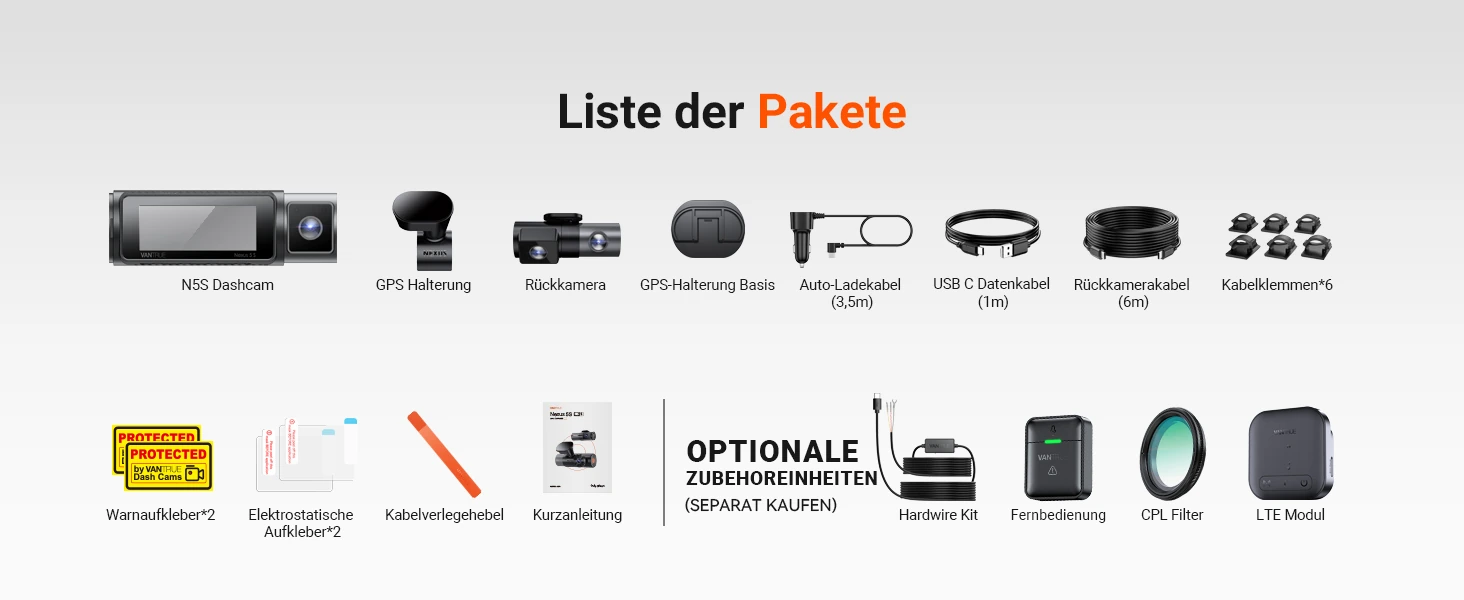Vantrue N5S 4 Kanal Dashcam mit Front, Innenraum, Heck, GPS, WLAN und Parküberwachung – Bild 28
