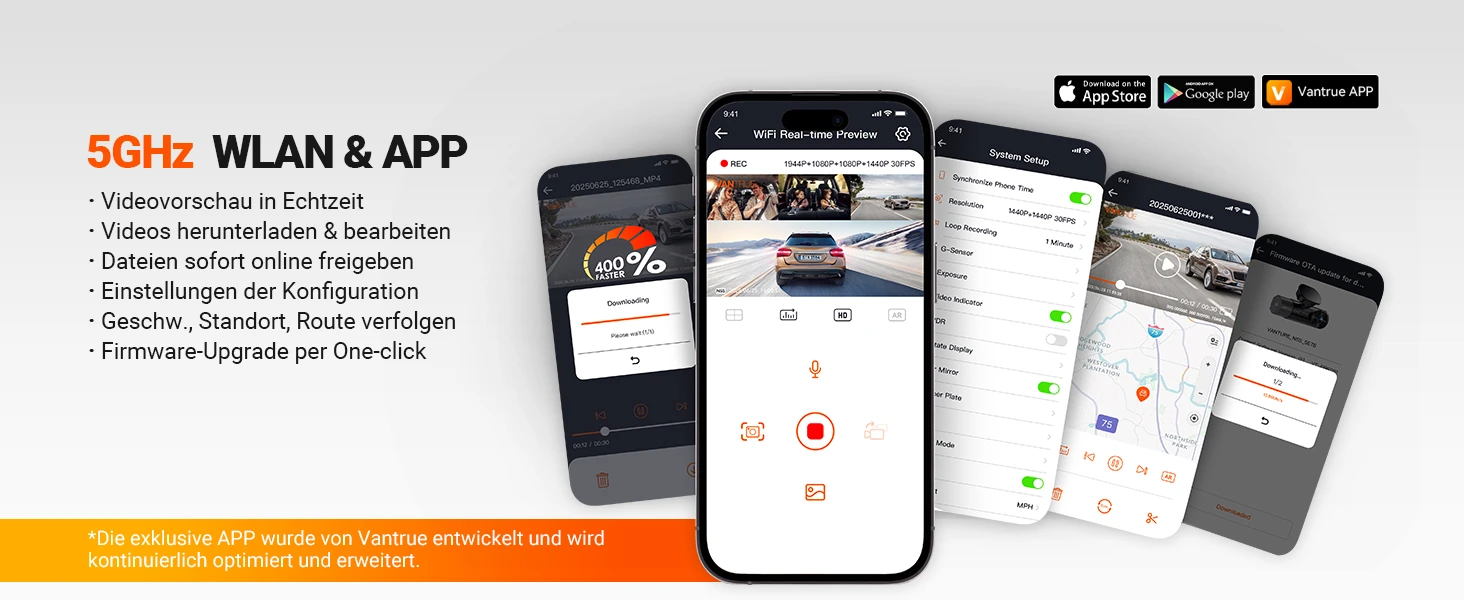Vantrue N5S 4 Kanal Dashcam mit Front, Innenraum, Heck, GPS, WLAN und Parküberwachung – Bild 16
