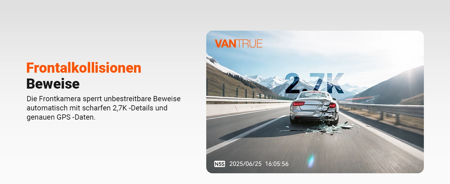 Vantrue N5S 4 Kanal Dashcam mit Front, Innenraum, Heck, GPS, WLAN und Parküberwachung – Bild 9