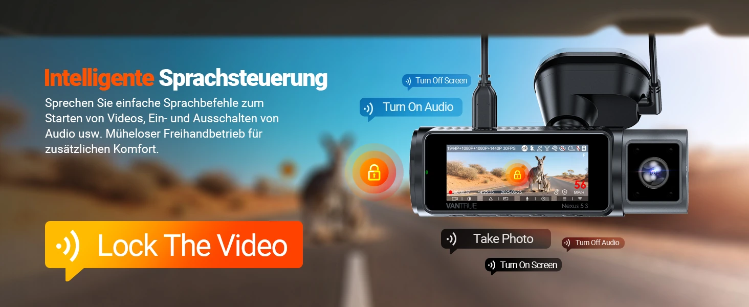 Vantrue N5S 4 Kanal Dashcam mit Front, Innenraum, Heck, GPS, WLAN und Parküberwachung – Bild 18