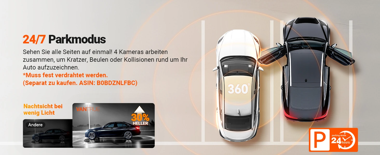 Vantrue N5S 4 Kanal Dashcam mit Front, Innenraum, Heck, GPS, WLAN und Parküberwachung – Bild 12