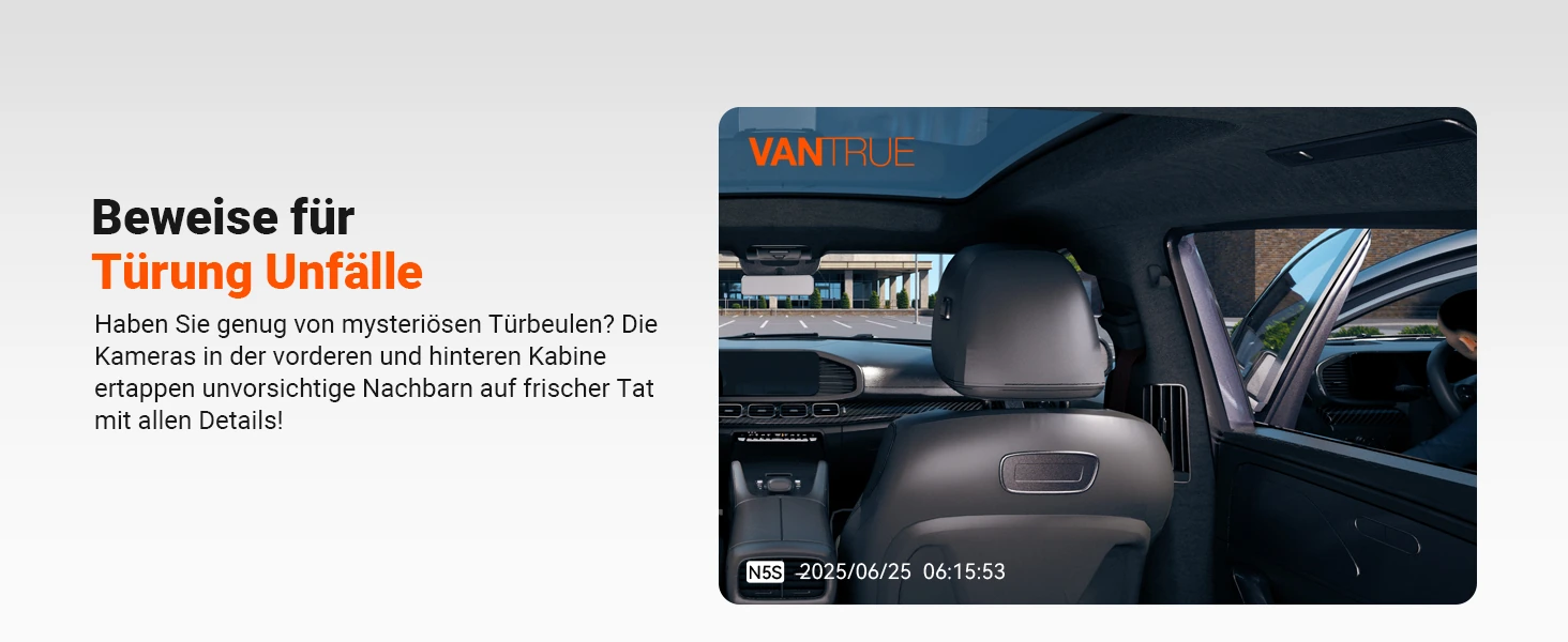 Vantrue N5S 4 Kanal Dashcam mit Front, Innenraum, Heck, GPS, WLAN und Parküberwachung – Bild 11